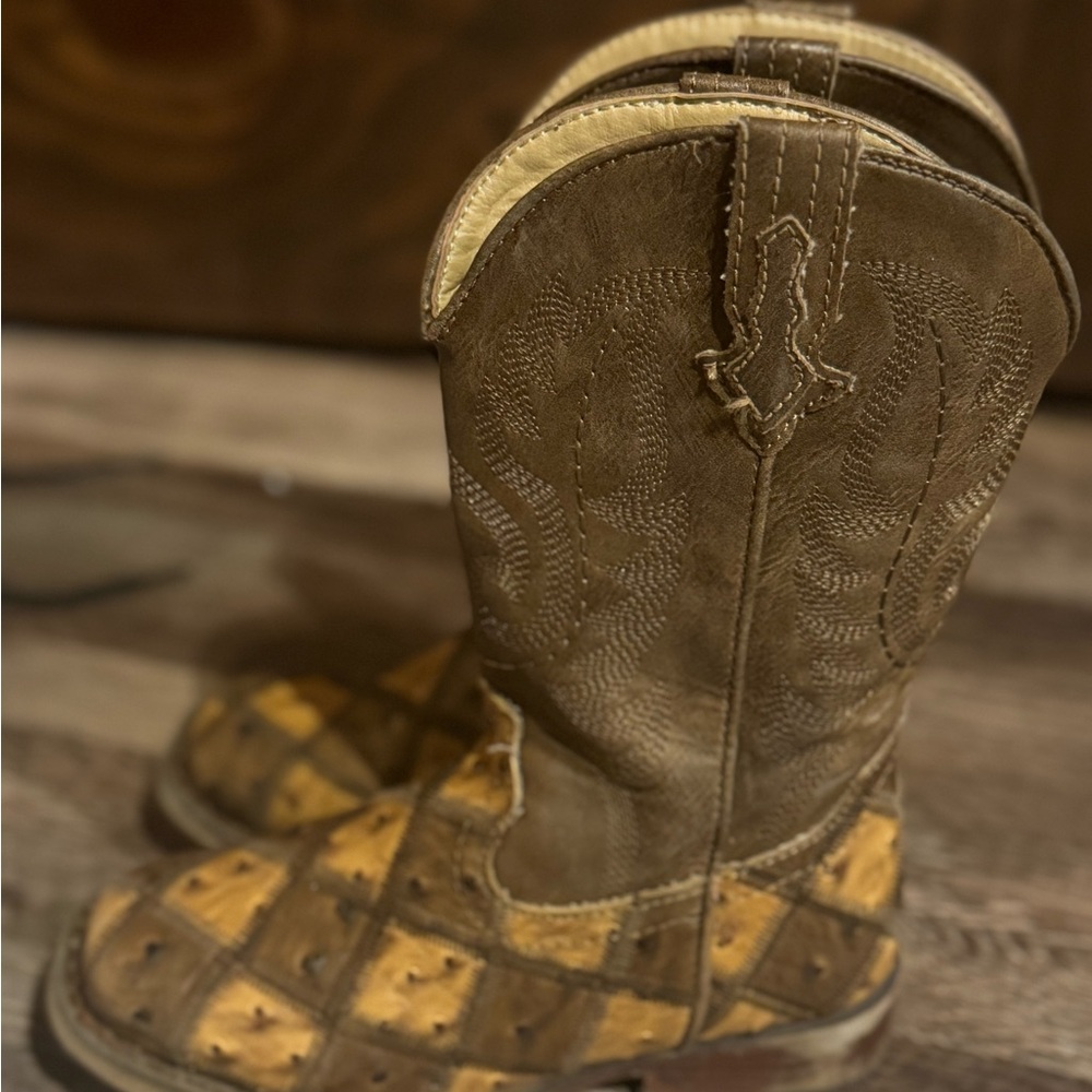 Roper Brown and Tan Kids Boots